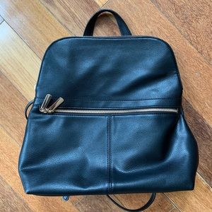 Black leather backpack